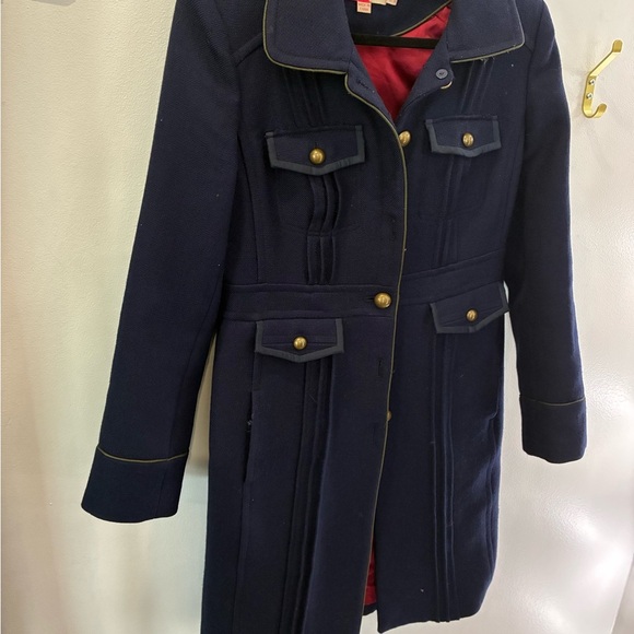 Boden navy long officers trench pea coat jacket size 6 - Picture 2 of 4